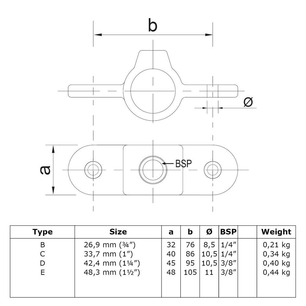 Doos Dubbel oogdeel in 1 lijn-D / 42,4 mm (60 stuks)
